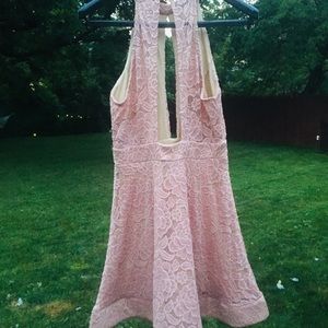 Lace pink Windsor peephole dress